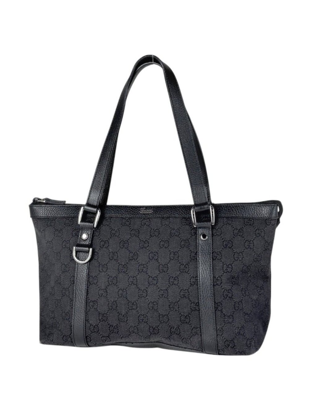 Gucci Tote Bag GG Pattern Abbey Canvas Black
